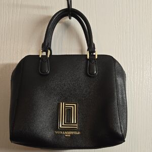 Karl Lagerfeld Black Satchel with Gold Accents